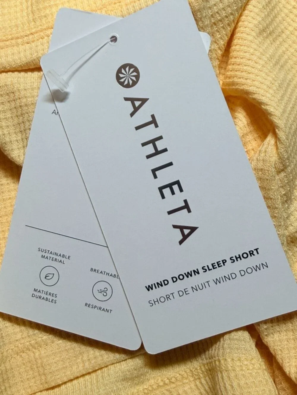 NWT Athleta Wind Down Sleep Shorts 1X Lunaria Yellow Waffle Knit Lounge Plus - Picture 6 of 11
